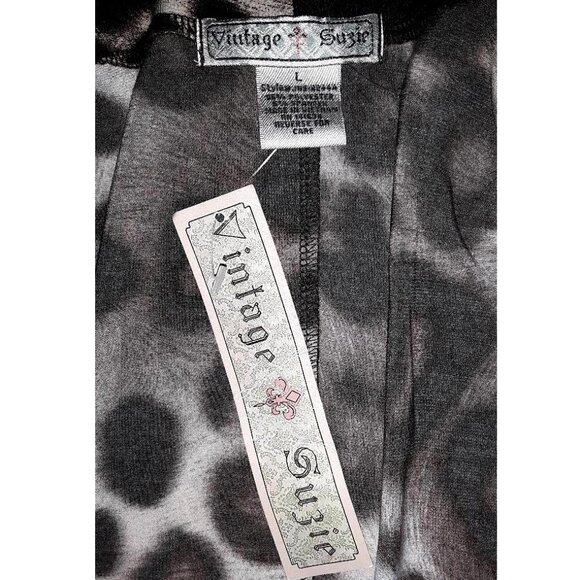 VINTAGE SUZIE Leopard Print Long Vest Sleeveless Duster Open Cardigan Sweater L - Picture 5 of 5